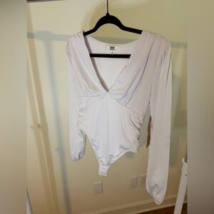NYC Women's White Long Sleeve Bodysuit